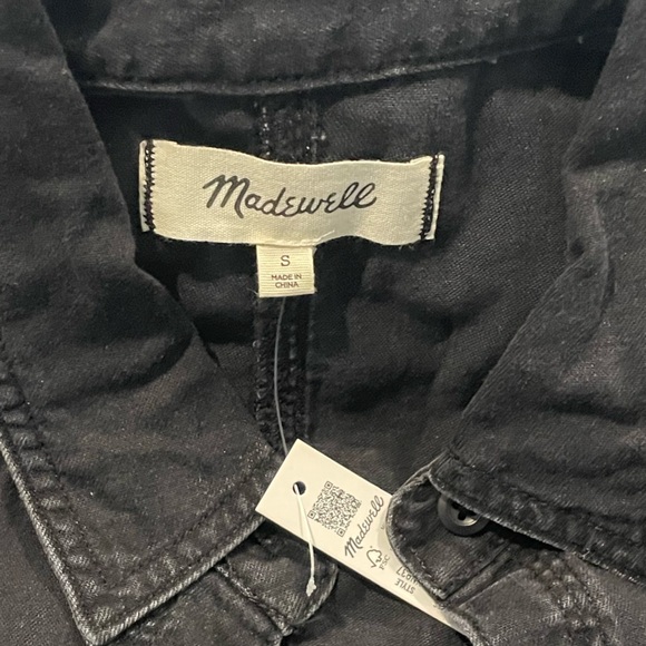 NWT Madewell Denim Pleated Cropped Button-Up Shirt, Lunar Wash, Sz S Small - Picture 5 of 5